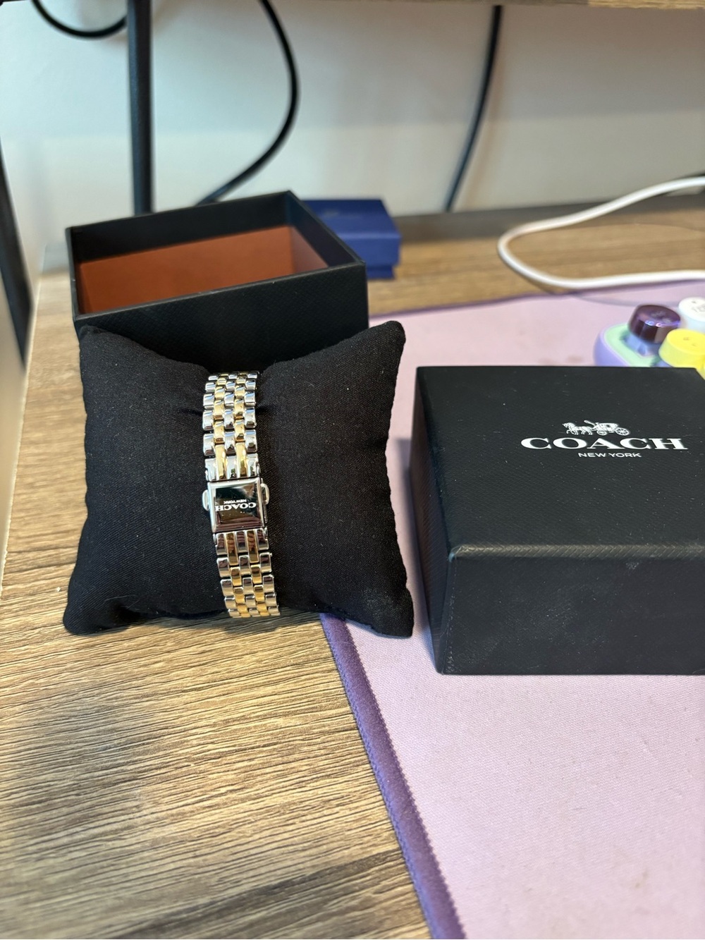 Coach Two-Tone Floral Accent Bracelet Watch - White Dial - Picture 3 of 3